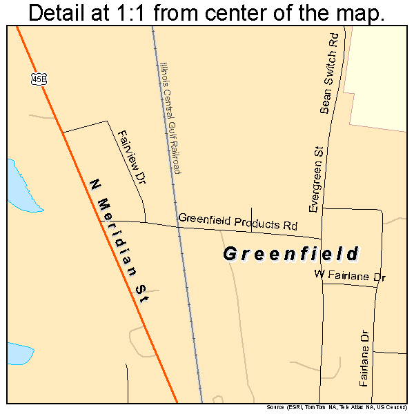 Greenfield, Tennessee road map detail