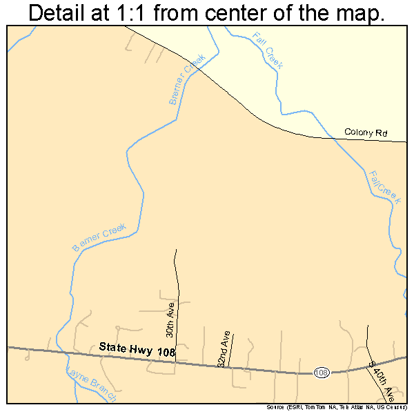 Gruetli-Laager, Tennessee road map detail