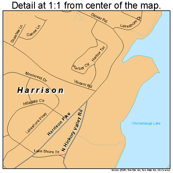 Harrison, Tennessee road map detail