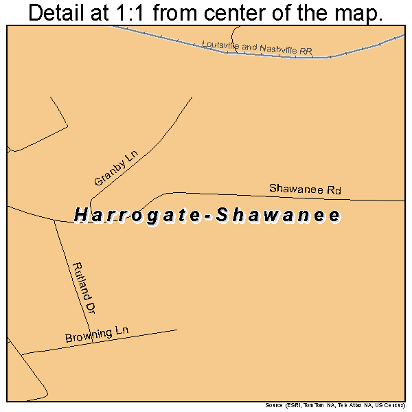 Harrogate-Shawanee, Tennessee road map detail