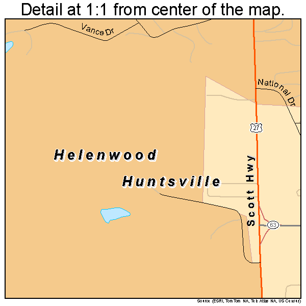 Helenwood, Tennessee road map detail