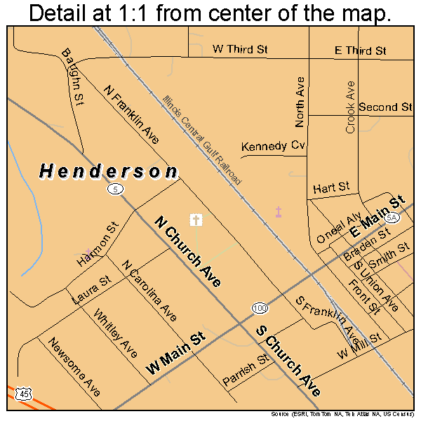 Henderson, Tennessee road map detail
