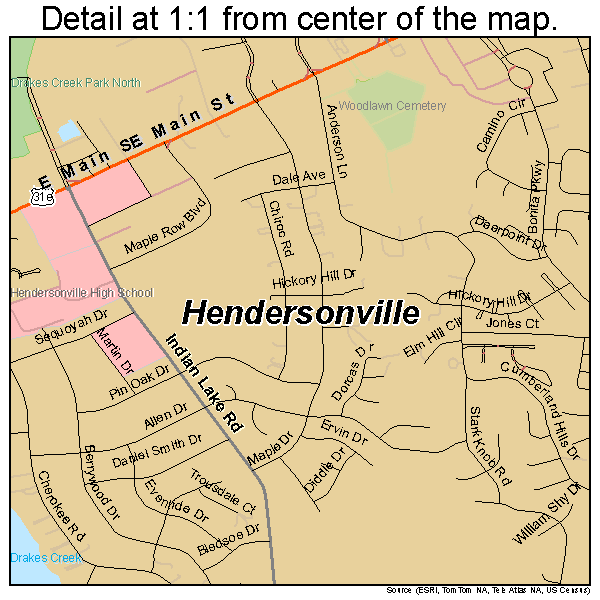 Hendersonville, Tennessee road map detail