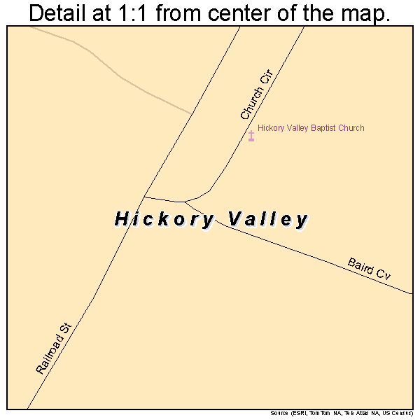 Hickory Valley, Tennessee road map detail