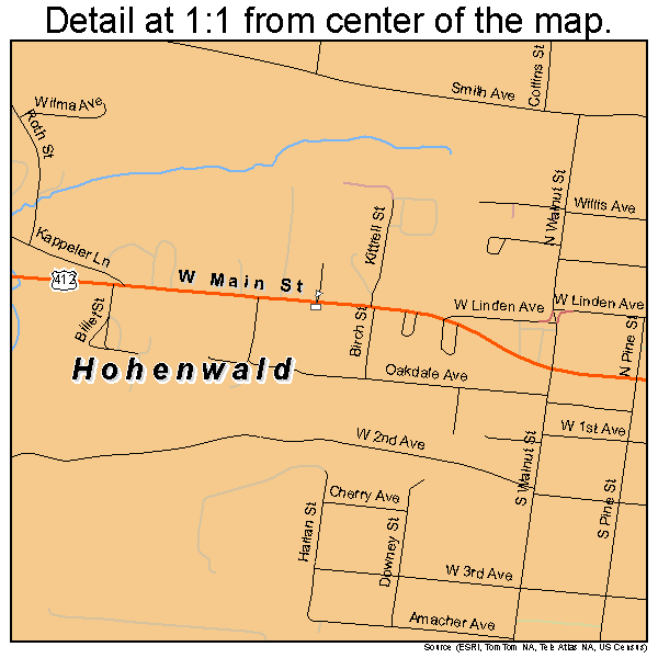 Hohenwald, Tennessee road map detail