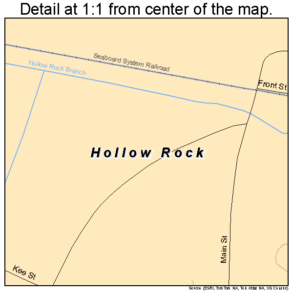 Hollow Rock, Tennessee road map detail