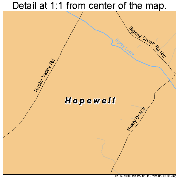 Hopewell, Tennessee road map detail