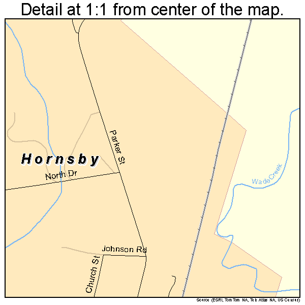 Hornsby, Tennessee road map detail