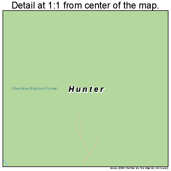 Hunter, Tennessee road map detail