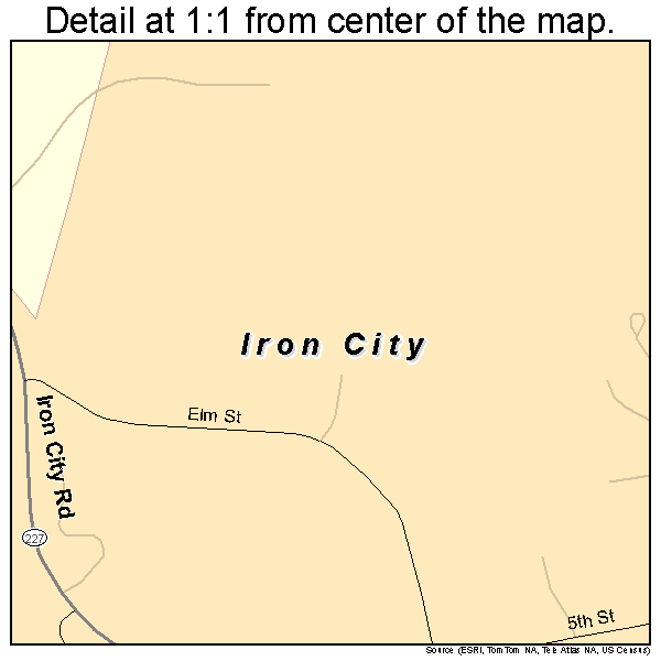 Iron City, Tennessee road map detail