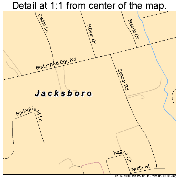 Jacksboro, Tennessee road map detail