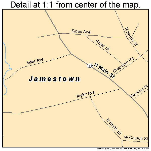 Jamestown, Tennessee road map detail