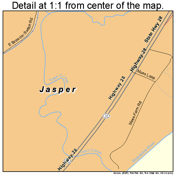 Jasper, Tennessee road map detail