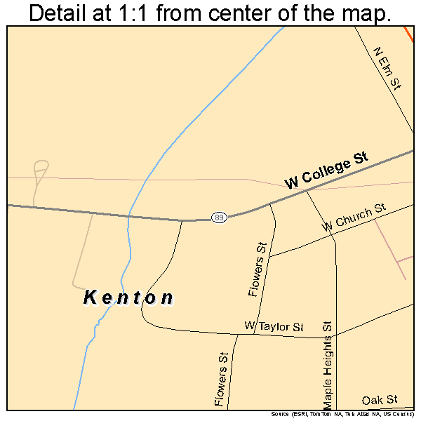 Kenton, Tennessee road map detail