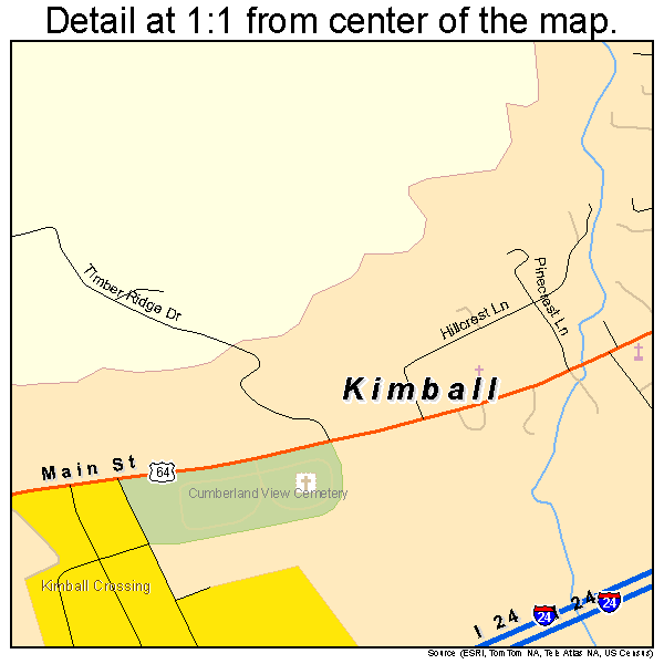 Kimball, Tennessee road map detail