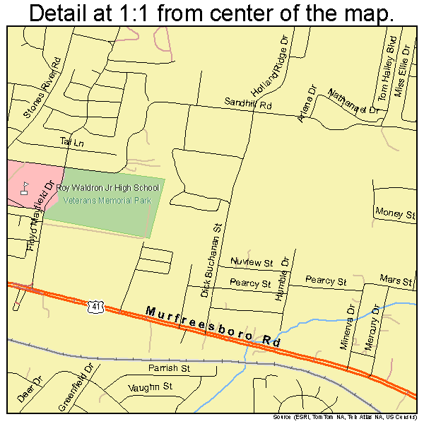 La Vergne, Tennessee road map detail