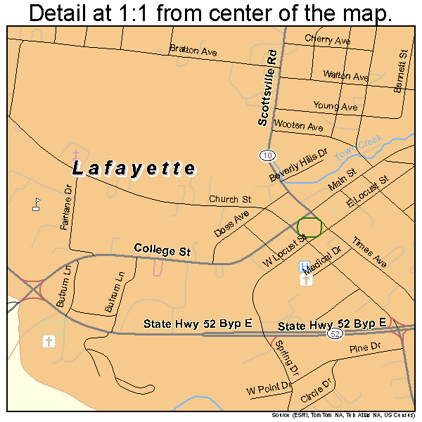 Lafayette, Tennessee road map detail