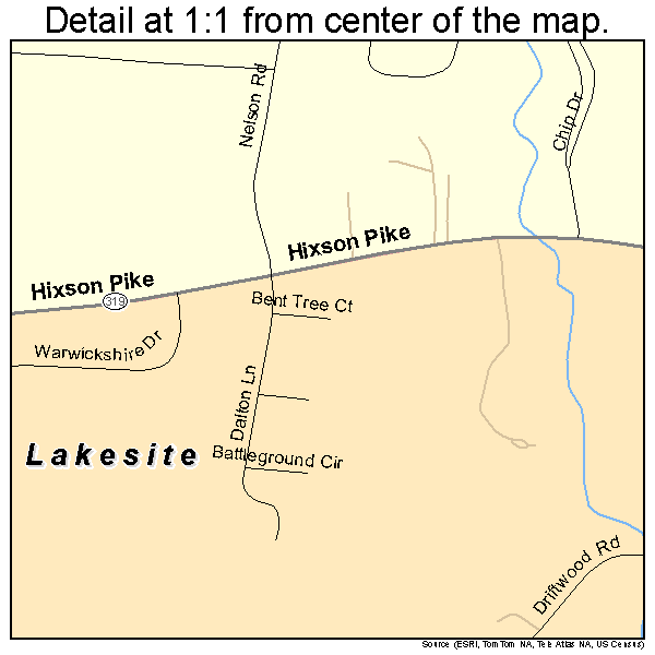 Lakesite, Tennessee road map detail