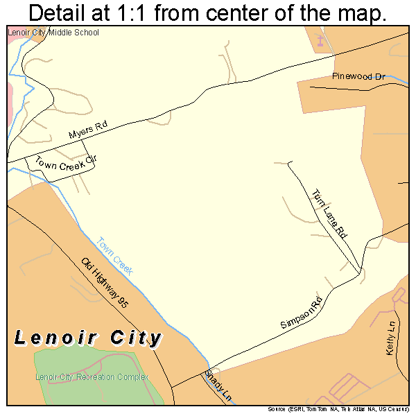 Lenoir City, Tennessee road map detail