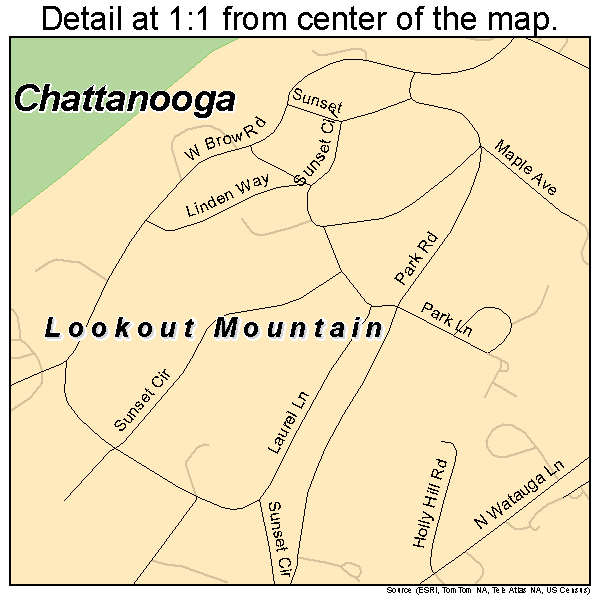 Lookout Mountain, Tennessee road map detail