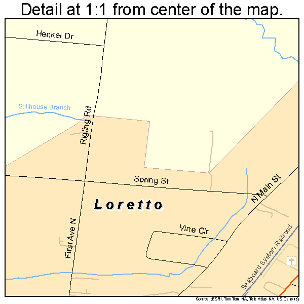 Loretto, Tennessee road map detail