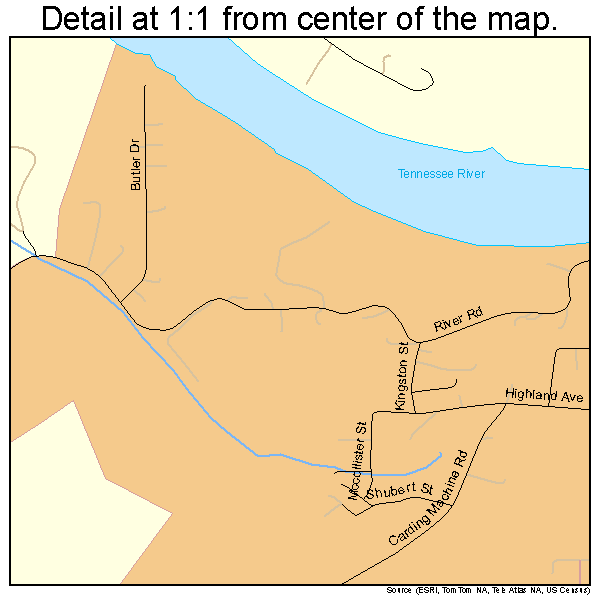 Loudon, Tennessee road map detail