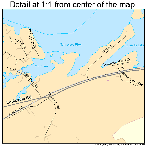 Louisville, Tennessee road map detail