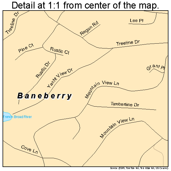 Baneberry, Tennessee road map detail