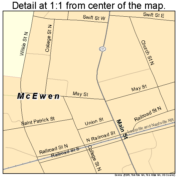 McEwen, Tennessee road map detail