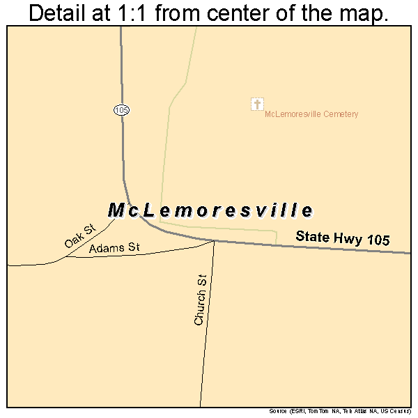 McLemoresville, Tennessee road map detail