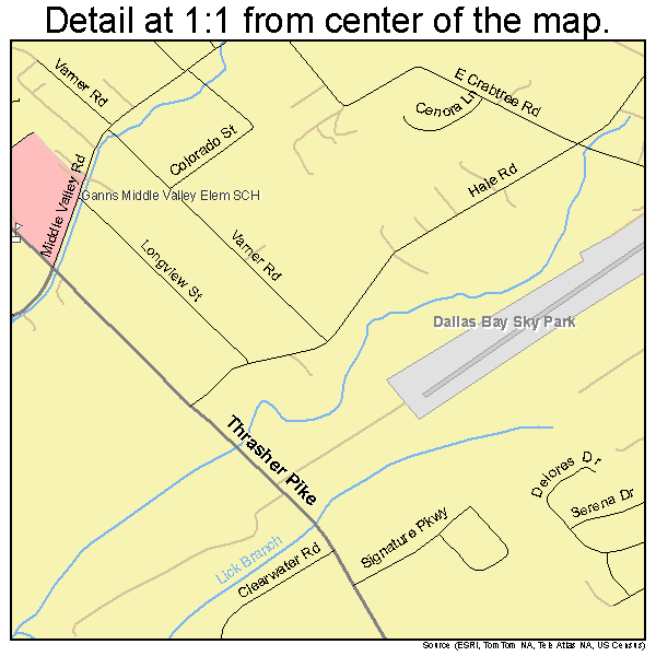 Middle Valley, Tennessee road map detail