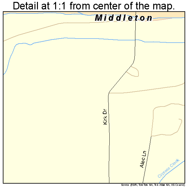 Middleton, Tennessee road map detail