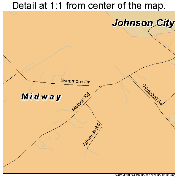 Midway, Tennessee road map detail