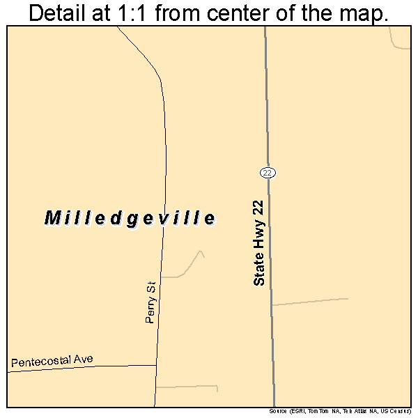 Milledgeville, Tennessee road map detail