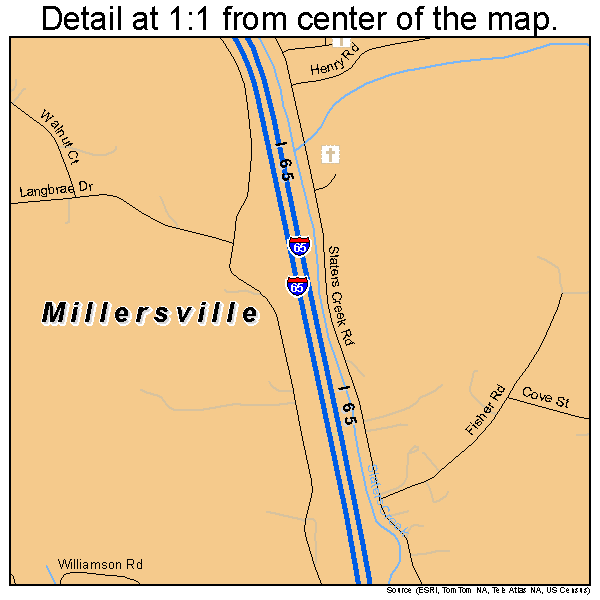 Millersville, Tennessee road map detail