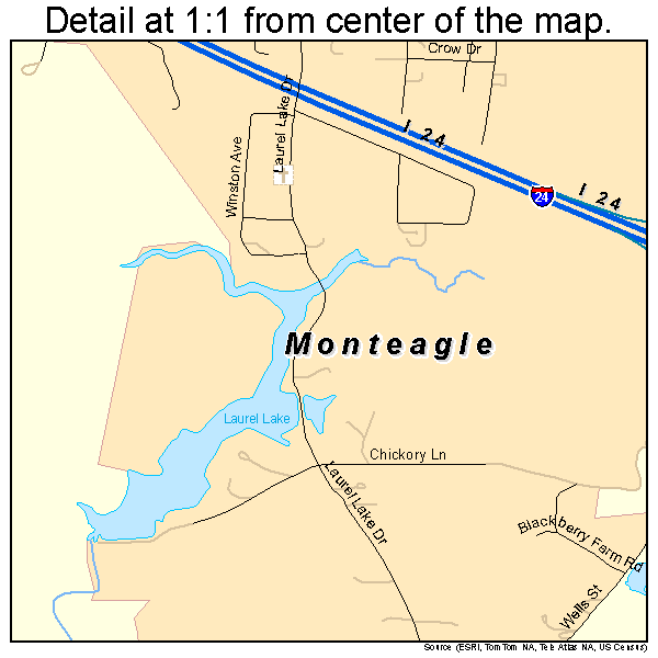 Monteagle, Tennessee road map detail