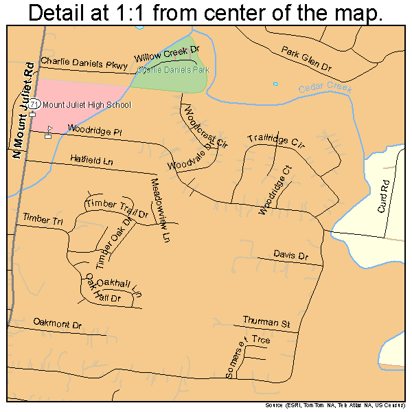 Mount Juliet, Tennessee road map detail