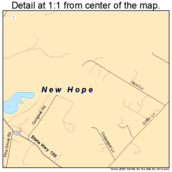 New Hope, Tennessee road map detail