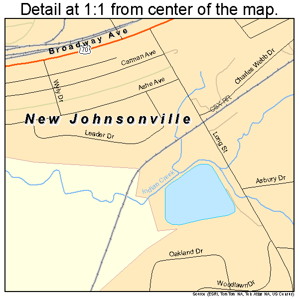 New Johnsonville, Tennessee road map detail