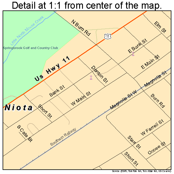 Niota, Tennessee road map detail