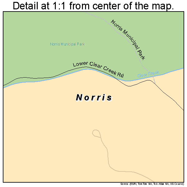 Norris, Tennessee road map detail