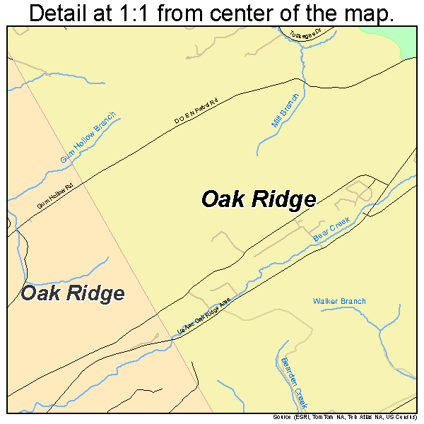 Oak Ridge, Tennessee road map detail