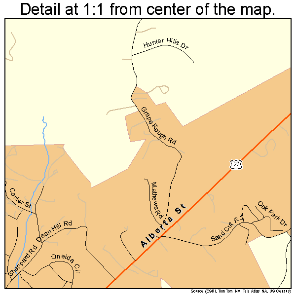 Oneida, Tennessee road map detail