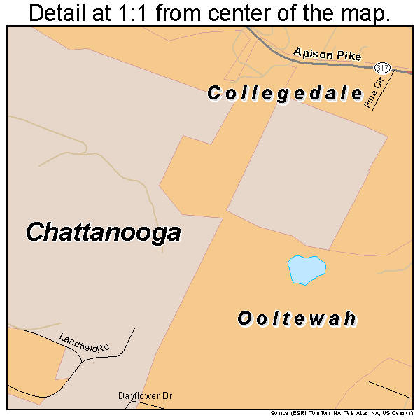 Ooltewah, Tennessee road map detail