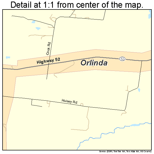 Orlinda, Tennessee road map detail