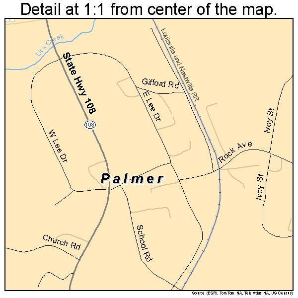Palmer, Tennessee road map detail