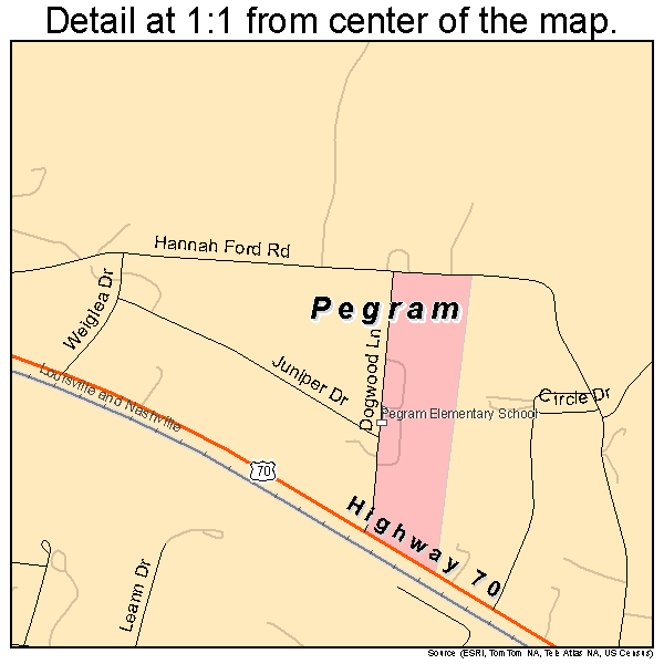 Pegram, Tennessee road map detail