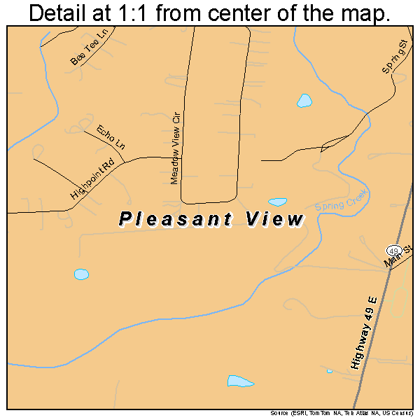 Pleasant View, Tennessee road map detail