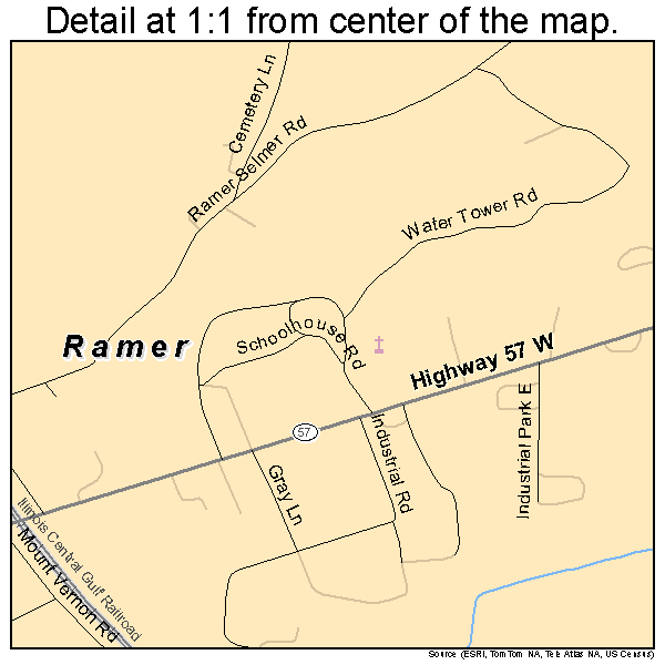 Ramer, Tennessee road map detail