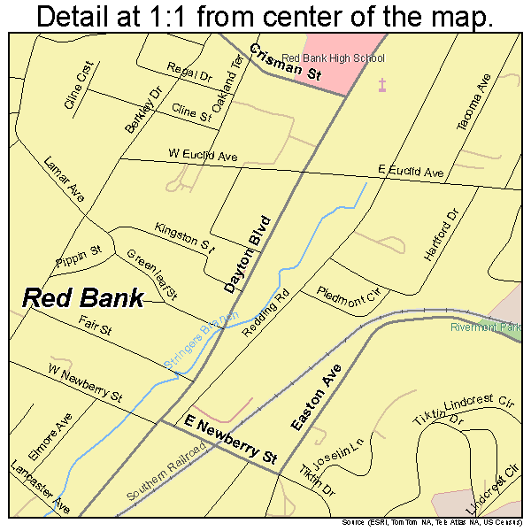 Red Bank, Tennessee road map detail